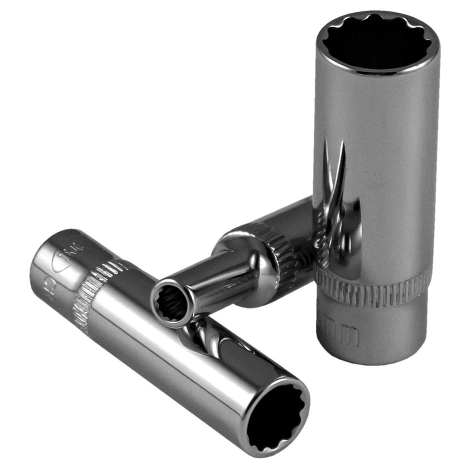 DOUILLE 1/4" 12 PANS 50MM LONG, 5MM, CHROME