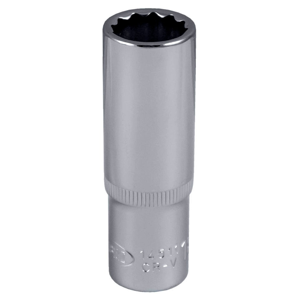 DOUILLE 1/2" 12 PANS 75MM LONG, 18MM, CHROME