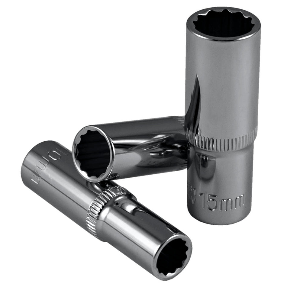 DOUILLE 3/8" 12 PANS 65MM LONG, 14MM, CHROME