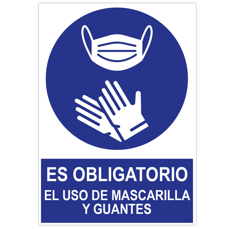 AFFICHE AU FORMAT A3 «IL EST OBLIGATOIRE D’UTILISER UN MASQUE ET DES GANTS »