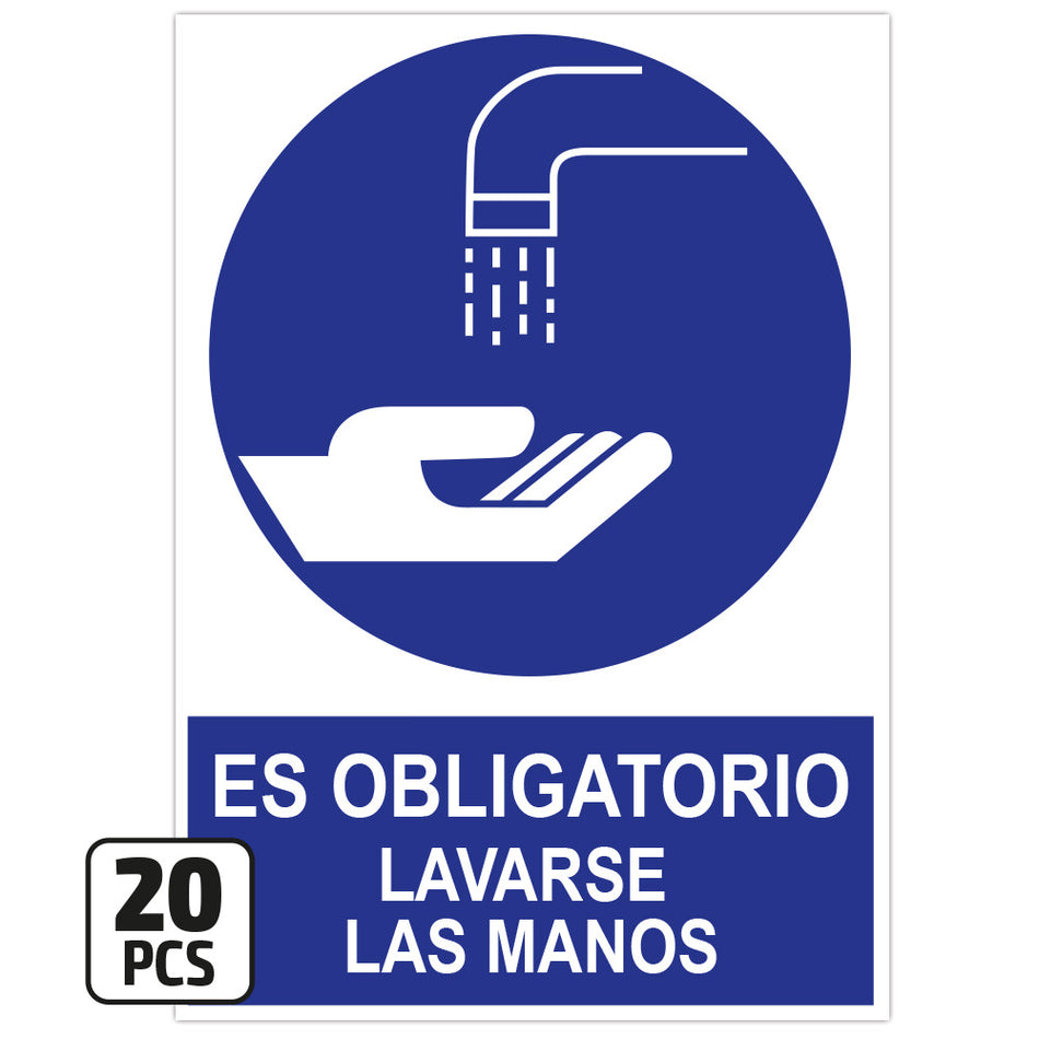 KIT D’AFFICHES « IL EST OBLIGATOIRE DE SE LAVER LES MAINS », 20 PIÈCES