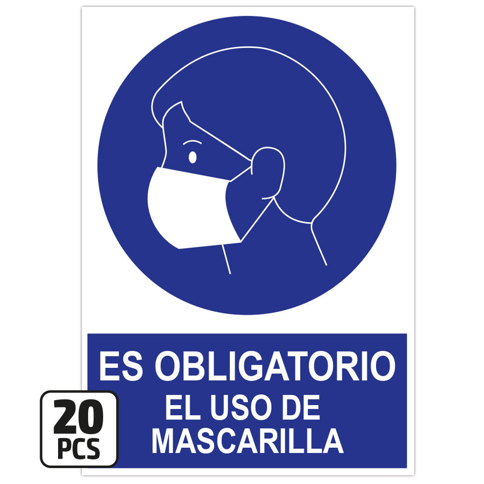 KIT D’AFFICHES « IL EST OBLIGATOIRE D’UTILISER UN MASQUE », 20 PIÈCES