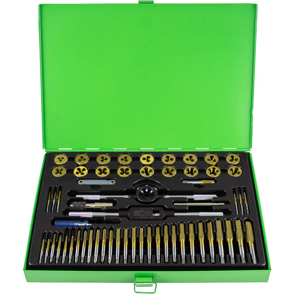 KIT DE 58 TARAUDS ET FILIERES RECOUVERTES DE TITANE