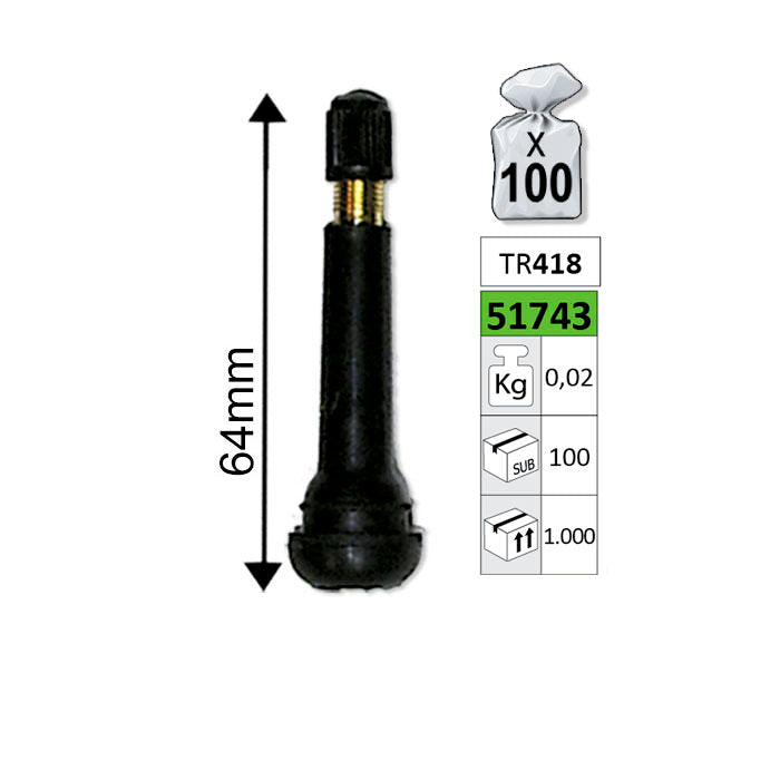 VALVES POUR JANTES TR418 64MM
