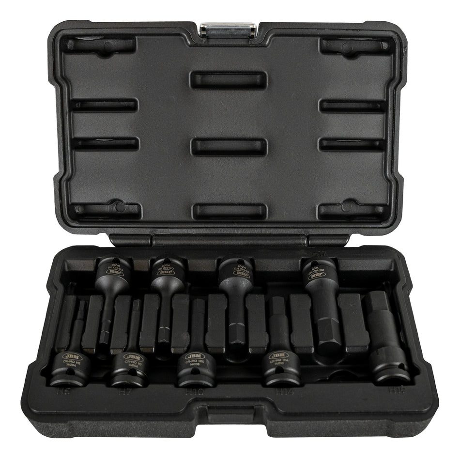 JEU DE 8 DOUILLES A CHOC 6 PANS DE 1/2"