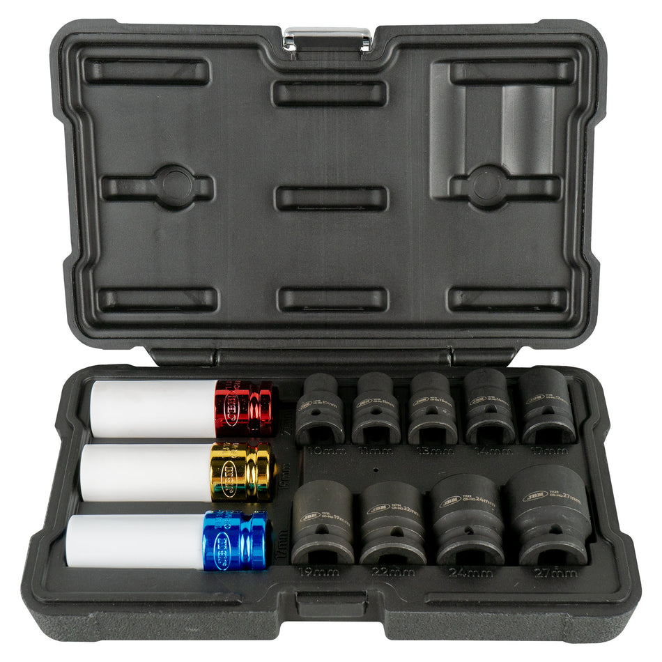 JEU DE 12 DOUILLES À CHOC DE 1/2" SPÉCIALES EXTRACTION DE ROUES