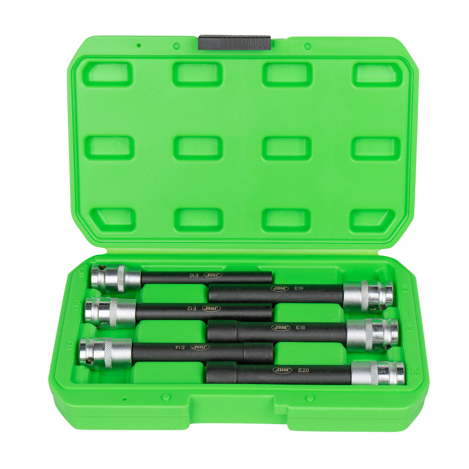JEU DE 6 DOUILLES 1/2" TORX TYPE E EXTRA LONG ZINGUÉES