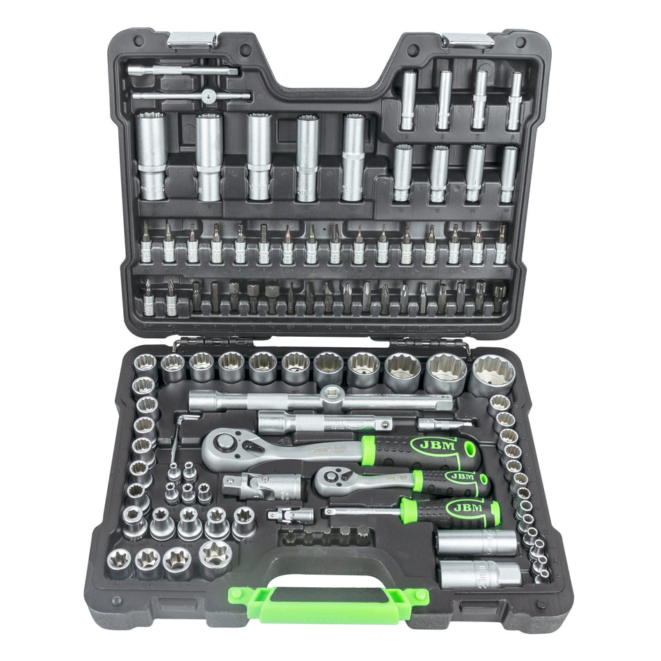 COFFRET D'OUTILS 113 PCS. AVEC DOUILLES 12 BORDS ZINGUÉS