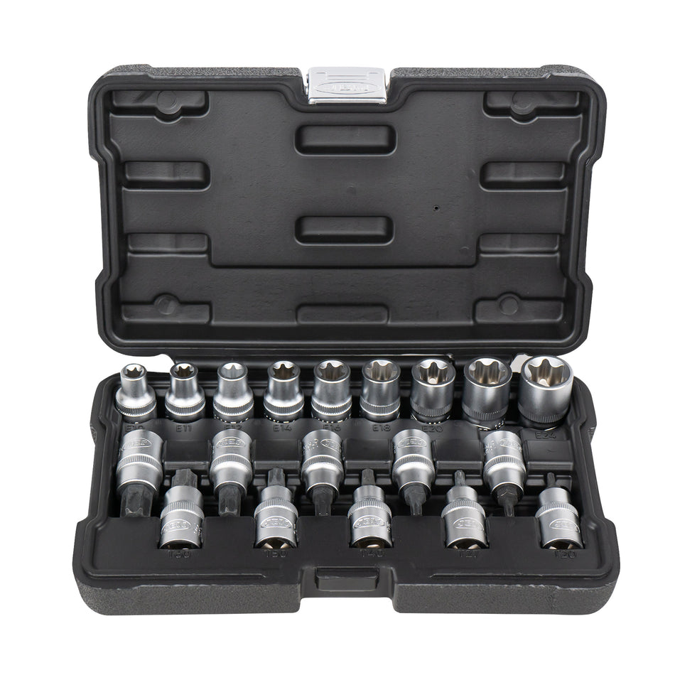 JEU DE DOUILLES ET EMBOUTS TORX 1/2 » 19 PIÈCES
