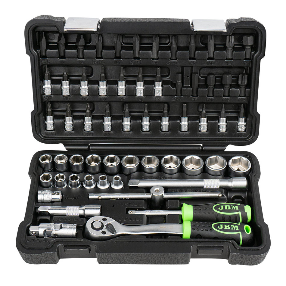 COFFRET DE DOUILLES 3/8" DE 59 PIÈCES 6 PANS ZINGUÉES
