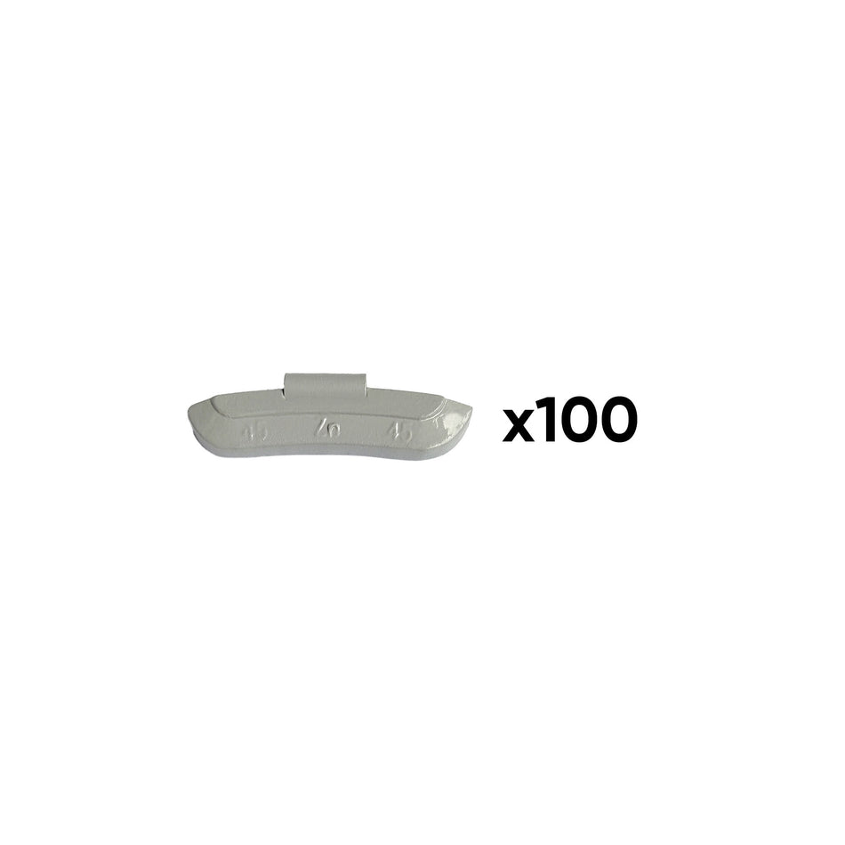 BOÎTE DE 100 POIDS À GRIFFE EN ZINC 45GR. SPÉCIAL POUR ROUE UNIVERSELLE