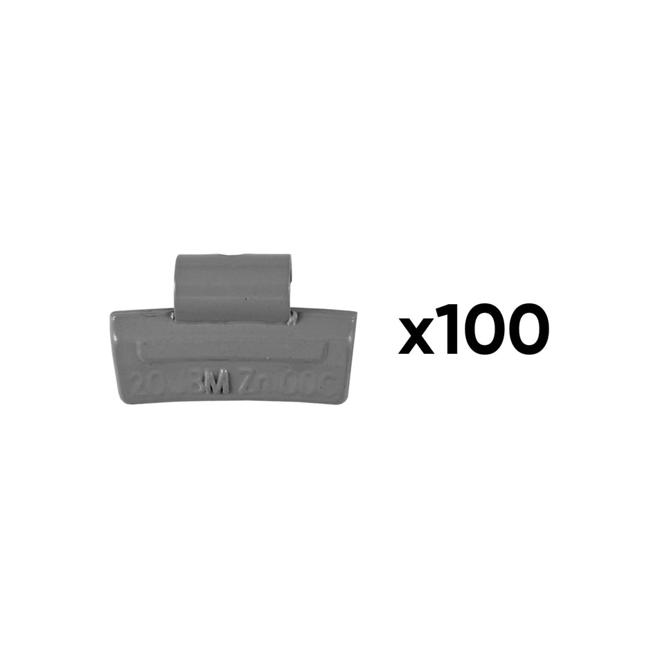 BOÎTE DE 100 POIDS À GRIFFE EN ZINC 20GR. SPÉCIAL POUR ROUE EN ALLIAGE