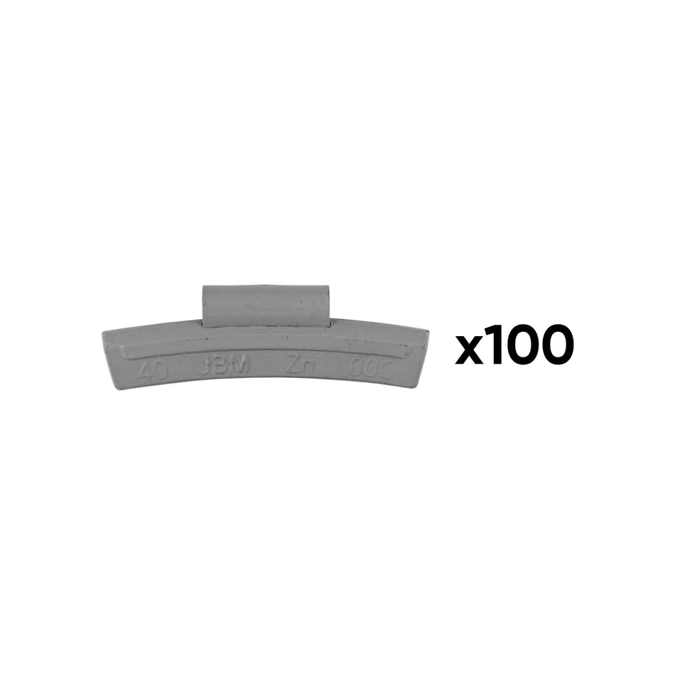 BOÎTE DE 100 POIDS À GRIFFE EN ZINC 40GR. SPÉCIAL POUR ROUE EN ALLIAGE
