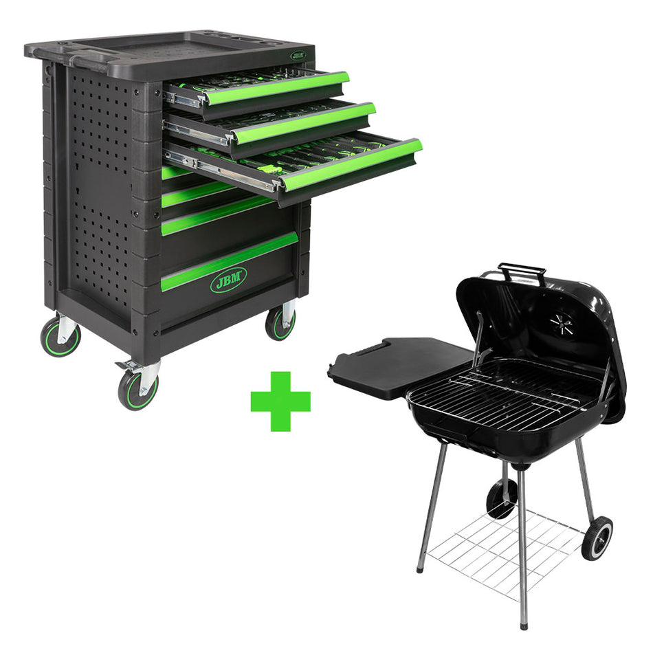 PROMO SERVANTE D'OUTILS 7 TIROIRS - VERD + GRILLE BARBECUE  53931