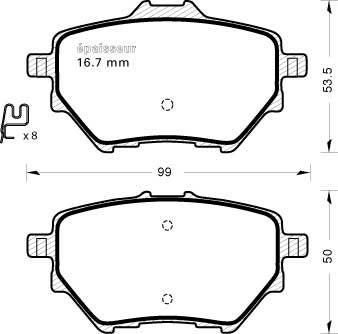 Kit de plaquettes de frein, frein à disque - 1164